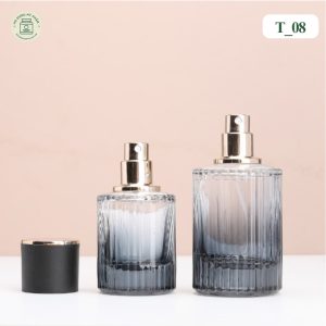 chai chiết nước hoa thủy tinh đen sọc dọc