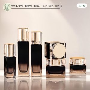 Bộ chai lọ mỹ phẩm TT_59 với thiết kế khối vuông đen ombre hiện đại