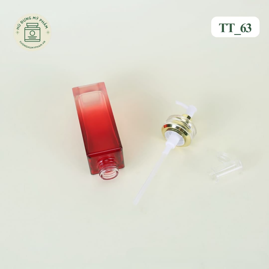 Chai lọ mỹ phẩm thủy tinh đỏ ombre đáy dày mã TT_63 (40ml – 120ml)