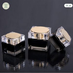Hũ đựng kem face thủy tinh đen ombre nắp vàng cao cấp mã TT61