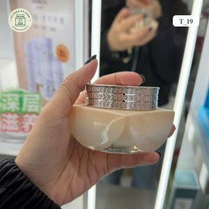 Hũ đựng kem face bằng thủy tinh màu kem phối nắp mạ vàng họa tiết lưới bắt mắt mã T19