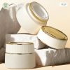 Hũ đựng kem face TT_58 với thiết kế trắng sứ phối nắp vân sọc viền vàng