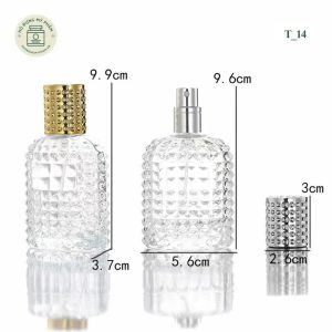 Thông số kích thước chi tiết của chai nước hoa thủy tinh 30ml và 50ml mã T14.