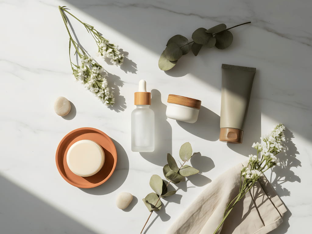 Các mẫu chai lọ mỹ phẩm làm từ thủy tinh tái chế thân thiện với môi trường xu hướng năm 2026.