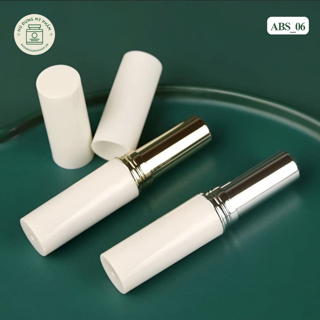 Mẫu vỏ son trắng viền kim loại ABS_06