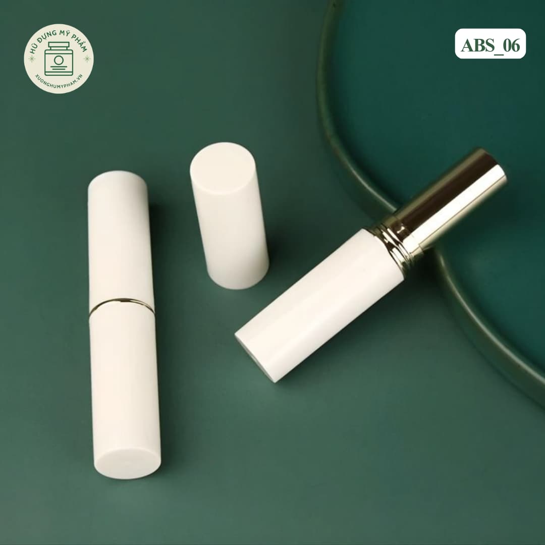 Mẫu vỏ son trắng viền kim loại ABS_06